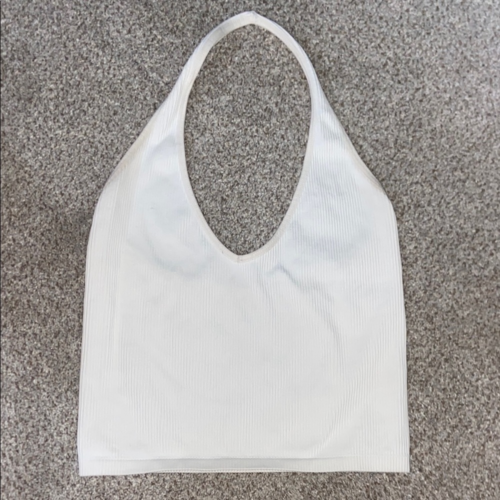 Urban Outfitters White Ribbed Halter Top